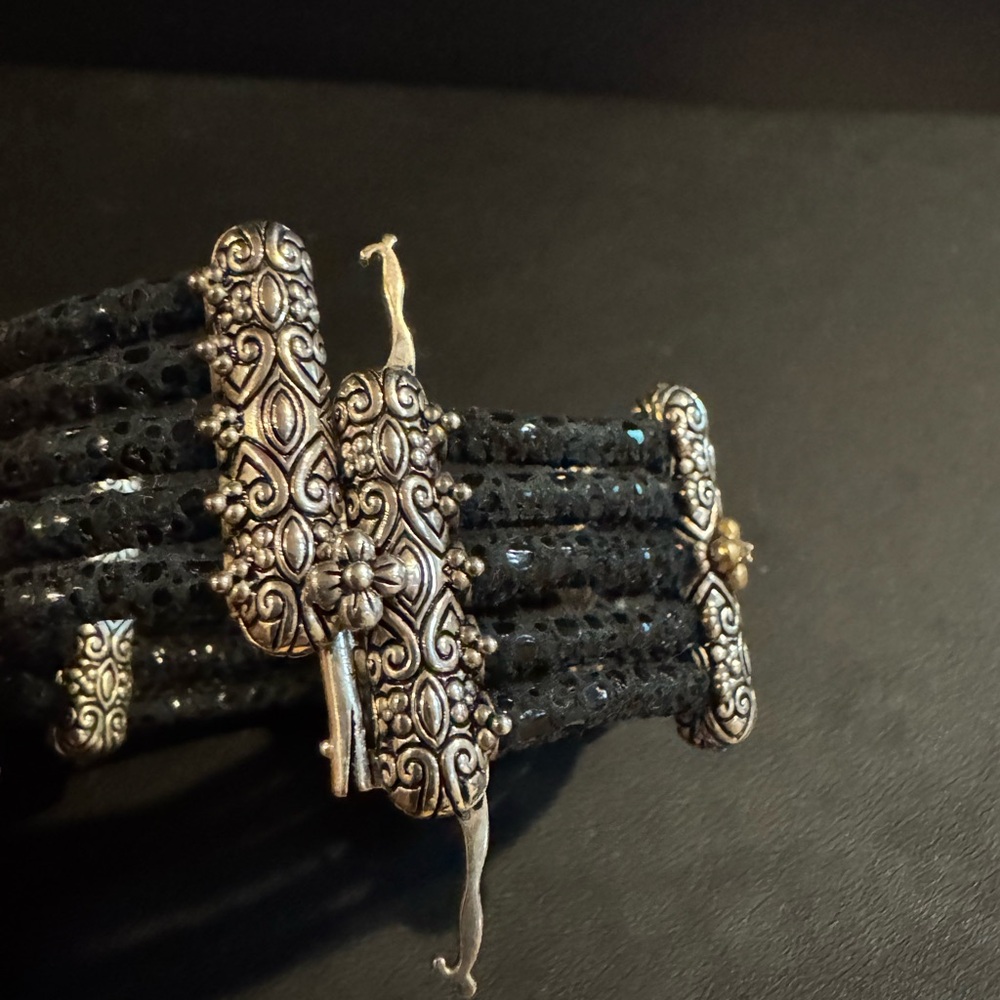 Barbara Bixby Sterling Silver and 18k Gold Leather Bracelet - Picture 6 of 12